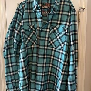 DIXXON Men's Teal and Black Plaid Shirt